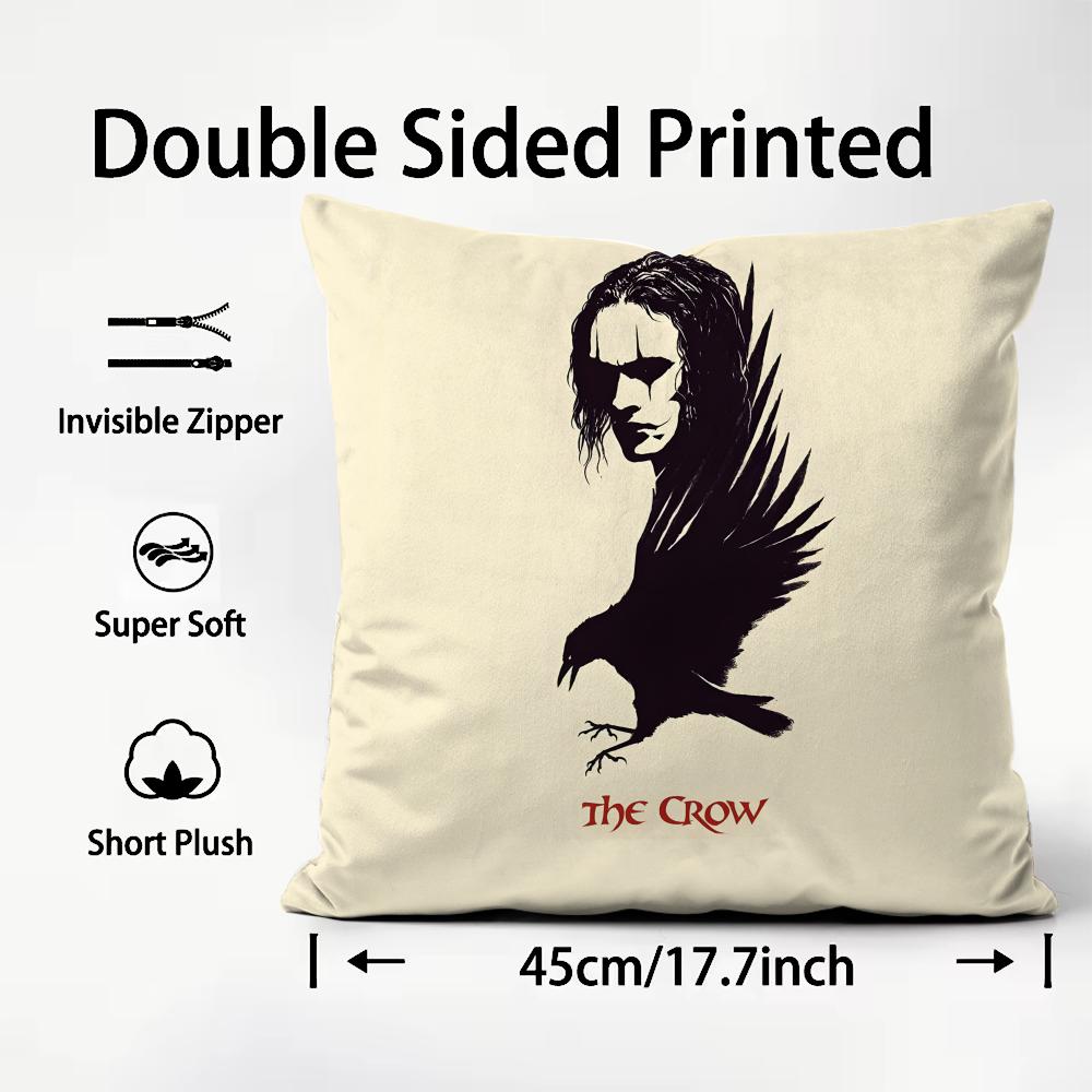 TThe CCrow Movie Cushion Cover Plush Fabric Soft DoubleSided Printed Sofa Warm Winter Home Child Gift Pillow Case