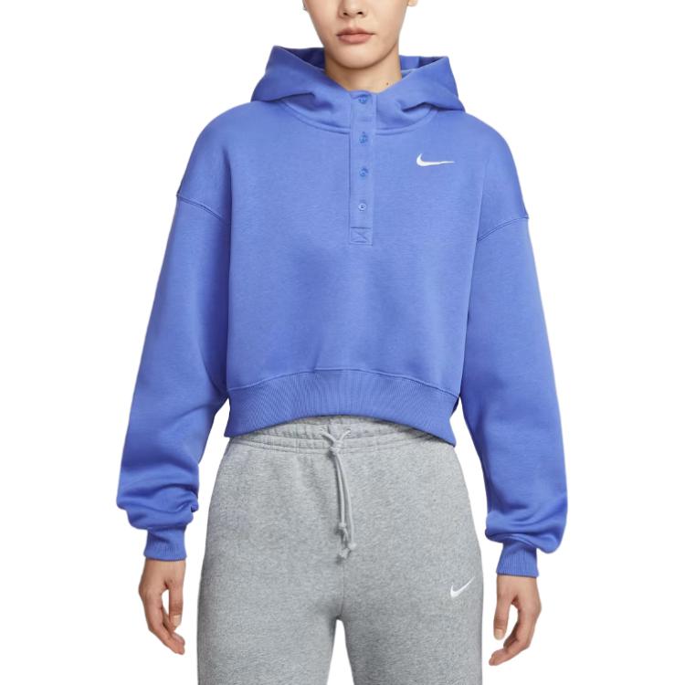 Nike Sweatshirts Women s Light Medium Blue Hooded Thickened Regular IF0259-460 L