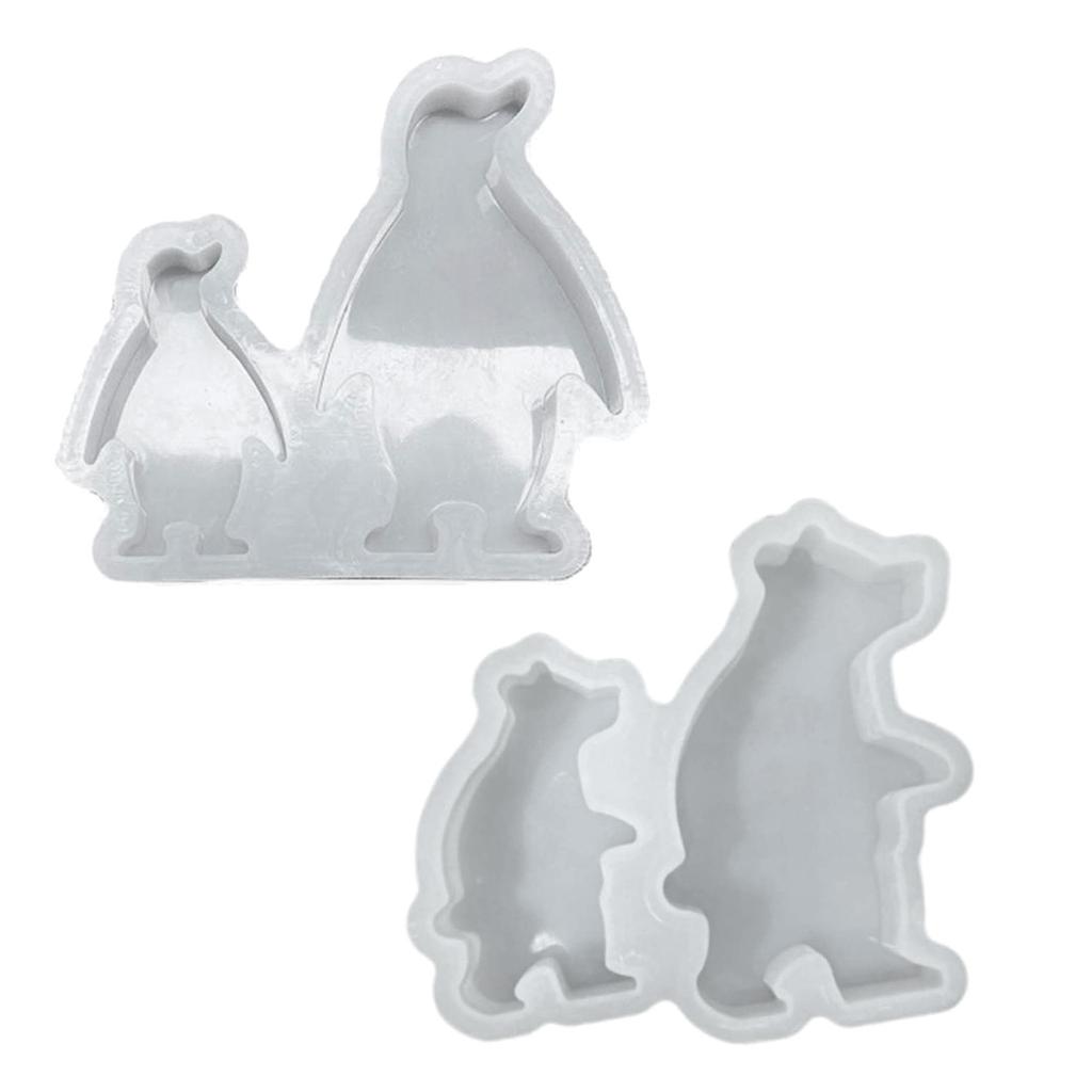 Bear Penguins Candle Holder Mold Animal Resin Molds for DIY Candle Holder Gypsum Ornament Christmas Gift Home Decor