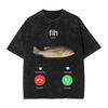 Cahfih Funny Catfish Fih Meme Washed T Shirt Man  Y2k Basic Cotton T Shirts Summer Oneck Harajuku Tees Loose Oversized Clothing