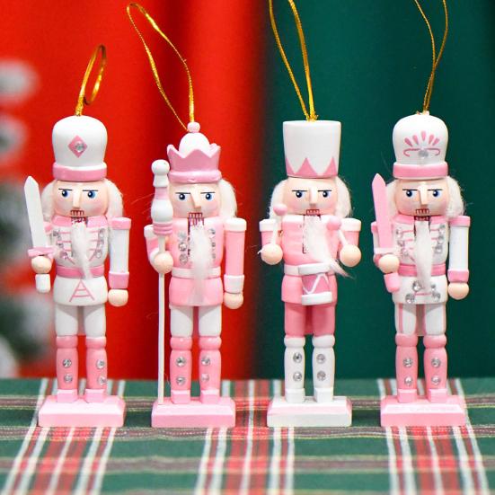 4Pcs Wooden King Soldier Figurine Cartoon Soldier Statue Sculpture Home Office Bookshelf Desktop Decoration Ornament Festival Gift