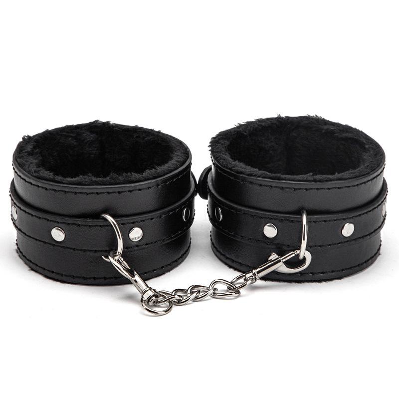 Sex toys sm props anti-back bondage cross buckle plush 3-piece set sm tuning binding handcuffs foot cuffs adult self bondage