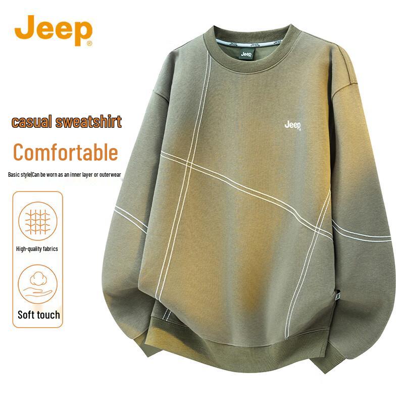 

JEEP Men s Retro Loose Fit Round Neck Sweatshirt XL