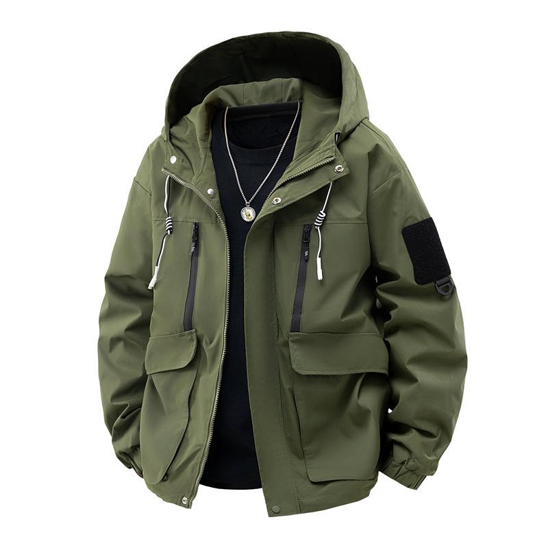 

Cross2026 Trendy Men s Hooded Workwear Jacket - Spring/Autumn Mountain Style Windbreaker 5XL армія зелений колір