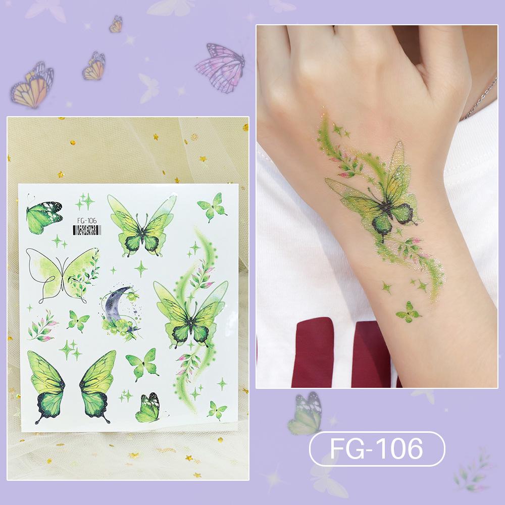 Adesivi Tatuaggio Farfalla Cartone Animato Glitter Impermeabili Principessa dell'Oceano - Trucco Temporaneo Viso a Lunga Durata