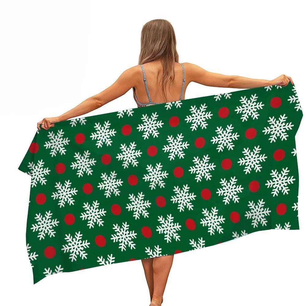 Christmas Microfiber Pool Beach Towel Gifts Portable Quick Fast Dry Sand Outdoor Travel Swim Blanket Thin Yoga Mat For Women Kid