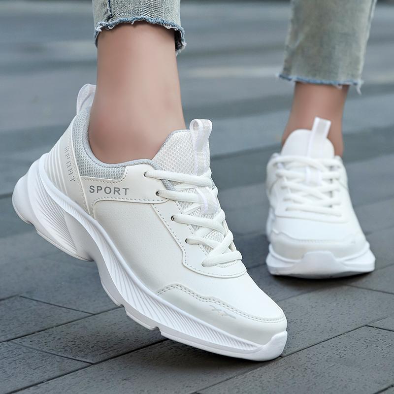 Jogging Shoes Four Seasons Waterproof Lightweight Running Shoe Women Leather Soft Casual Sneakers Ladies Non-Slip 35-41