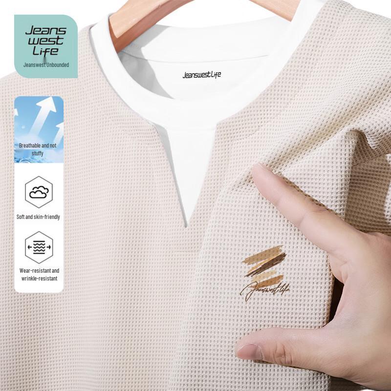 

JEANSWEST LIFE Men s Premium Waffle Knit Short Sleeve T-Shirt 2XL