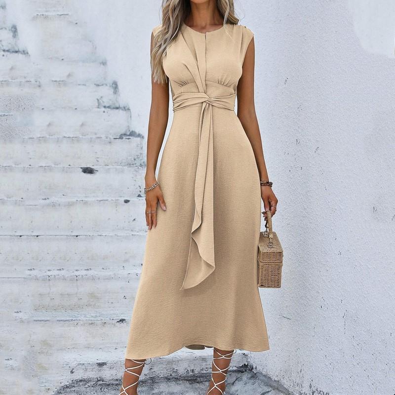 Ermeløse Plus size vintage nyankomne kjoler for kvinner avslappet løs lang sommerkjole