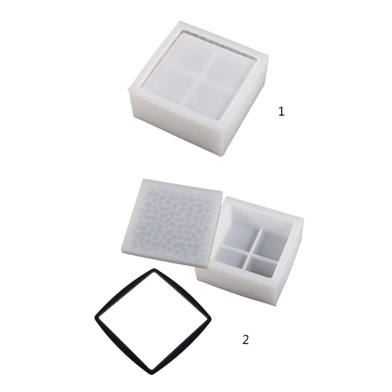 Diamonds Resin Box Molds with Lids,3D Jar Silicone Mold,Trinket Storage Container Box Mold for Resin Casting Home Decors