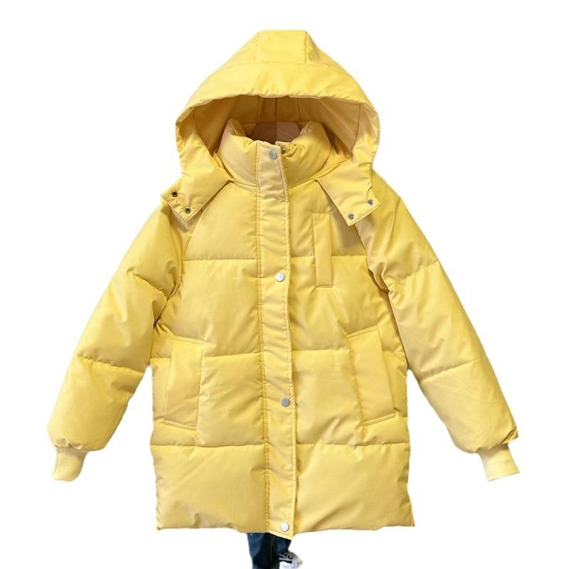 2XL Dam Dunjacka Dam Mellång Bomullsjacka Vinter Ny Koreansk Förtjockad Bomullskappa Student Brödkappa Bomullsjacka