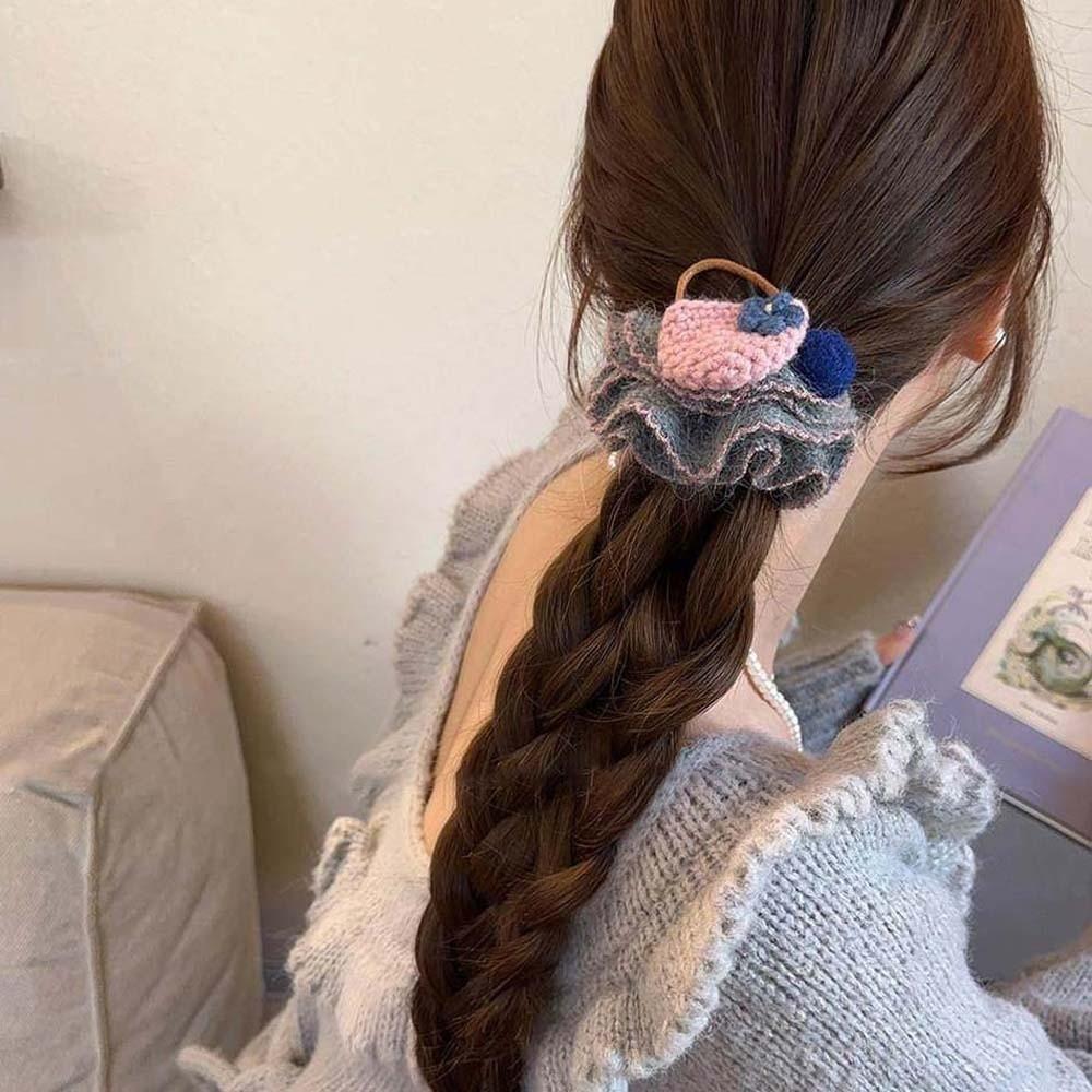 Large Intestine Circle Cartoon Animal Hair Rope Elastic Horse Scrunchie Bun Rubber Bands Daily