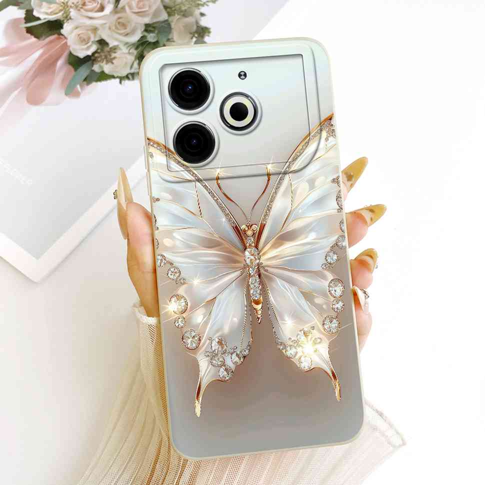 For Tecno Pova 6 Neo Case Pink Cherry Cartoon Silicone Phone Casing Tecno Pova6 Neo 6Neo LI6 Case Protection Back Cover