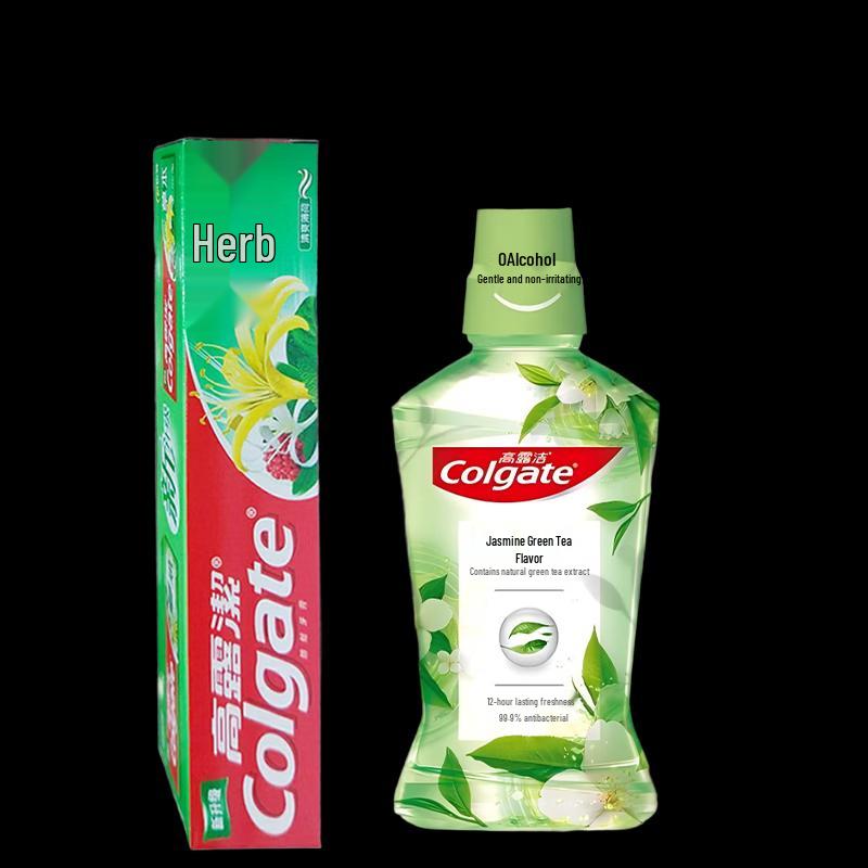 Colgate Herbal Toothpaste & Jasmine Green Tea Mouthwash Set