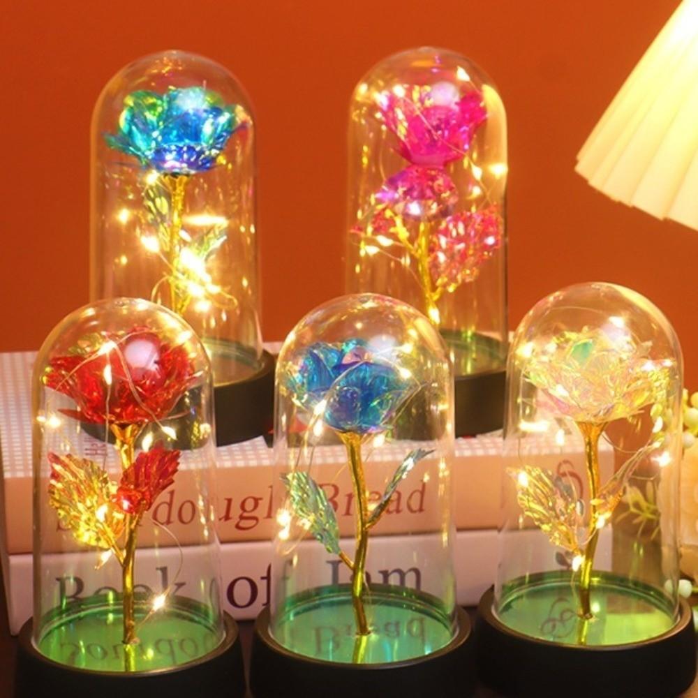 LED Gold Foil Rose Creative Gift Ornaments Artificial Rose Flowers Mother's Day