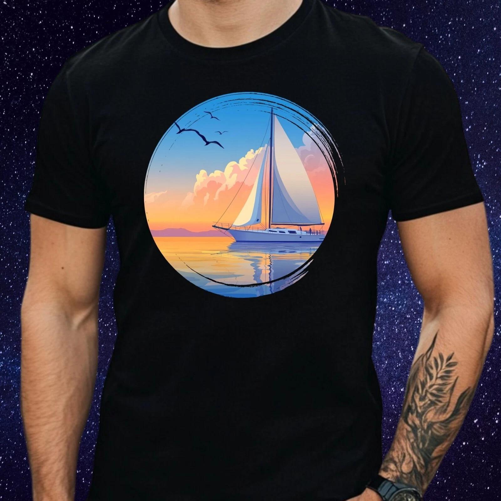 T-Shirt Herren Segelboot Motiv Baumwolle Größe S bis 5XL L