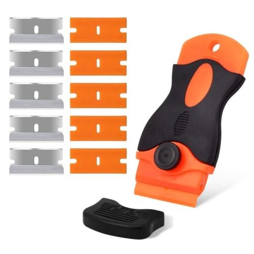 

Samcos Sticker Scraper, Glass Scraper, Pocket Scraper, Safety Scraper, Dirt Remover, Cleaning, Wall Scraper (Includes 5 Plastic Blades, 5 Stainless St