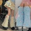 Winter Niedlich Bunt Stern Schleife Flauschig Lange Strümpfe Beinstulpen Ästhetisch Stiefelsocken Plüsch Warm Beinstulpen Abdeckungen