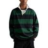 Polo Ralph Lauren Ribbed Color Block Collar Striped Split Long Sleeve Polo Shirt Men Tops MNPOKNI16824528-300