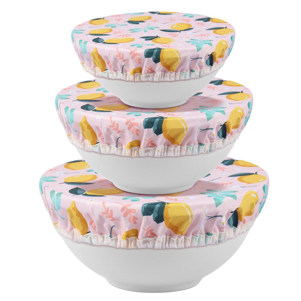 3Pcs Bowl Covers Cotton Cloth Dish Kitchen Fresh-Keeping Elastic Food Wrap Bowl Covers Storage Container Reusable