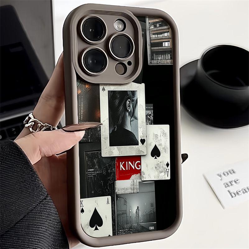 Мягкий силиконовый чехол с рисунком туза пик для iPhone 16 Pro Max 15 Plus 14 13 Pro 12 — фото 8
