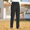 Corduroy Casual Pants Elastic Waist Women Long Pants with Pockets Solid Color Straight Leg Commuting Office Travel Slacks