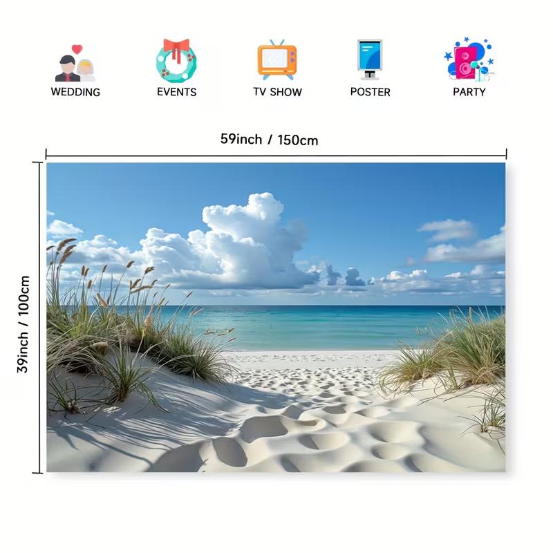 Dwuwymiarowe Tło Tropikalnej Plaży Biały Piasek Błękitne Morze Tło Fotograficzne