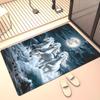 White horses moon night ocean rug fantasy art living room carpet magical animal print floor mat dreamy home decor