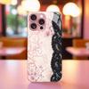 Luxury Pink Floral Lace Split phone case mobile phones for iphone 17 pro max cover Glass for iPhone 17 16 15 14 13 12pm Pro Plus