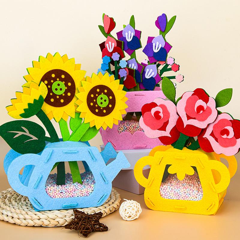 Giocattoli Fiori Fai da Te Montessori Artigianato Artistico Artigianato Non Tessuto Giocattoli Fioriera per Bambino Regalo Regalo Educativo Prescolare