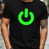 Men Casual Cotton T-Shirt with Green Fluorescent Heartbeat Icon Crew Neck Short Sleeve Summer Streetwear Men Clothing