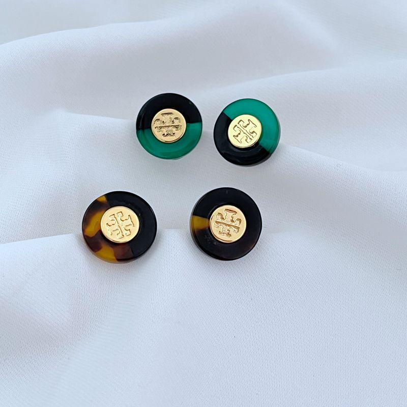 

Minimalist Resin Inlaid Metal Stud Earrings зелёный