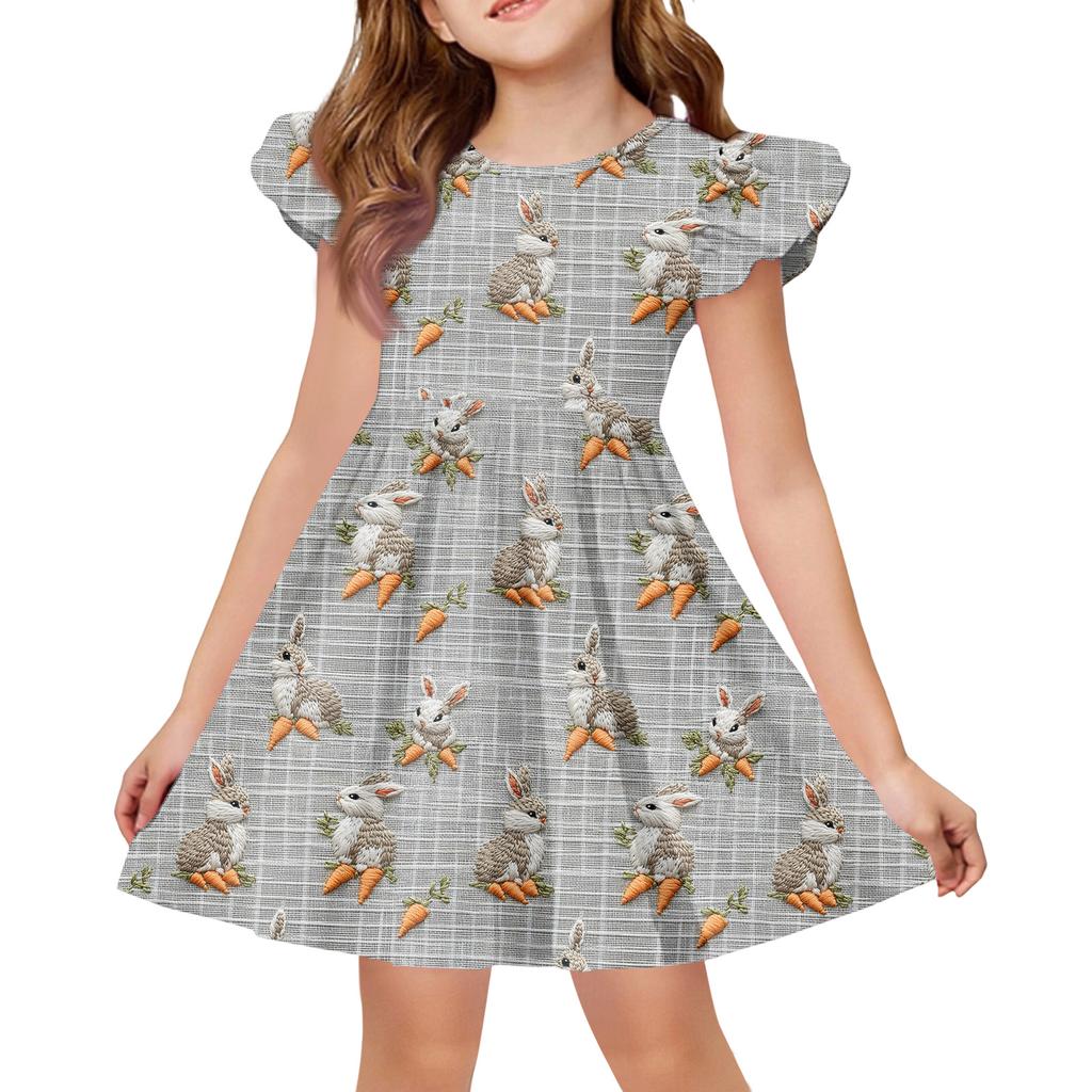 Sommer-Prinzessinenkleid für Mädchen - A-Linien-T-Shirt-Kleid Ostertag