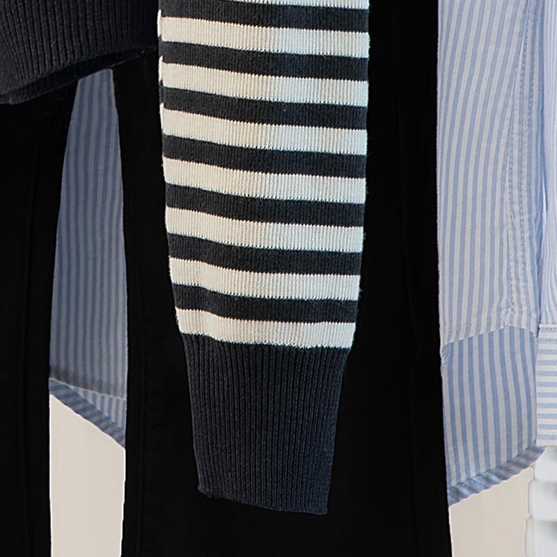 Damen Wollmischung Gestreifter Strickpullover