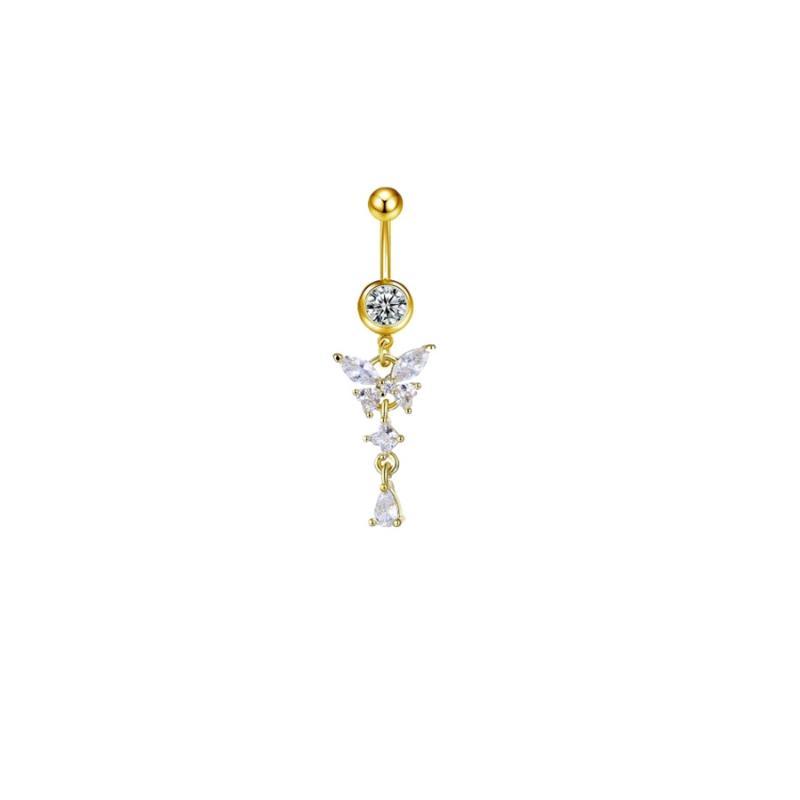 *Butterfly Design Clip On Belly Button Stainless Steel Material Belly Button Rings Non Piercing Navel Rings Fashion Accessory