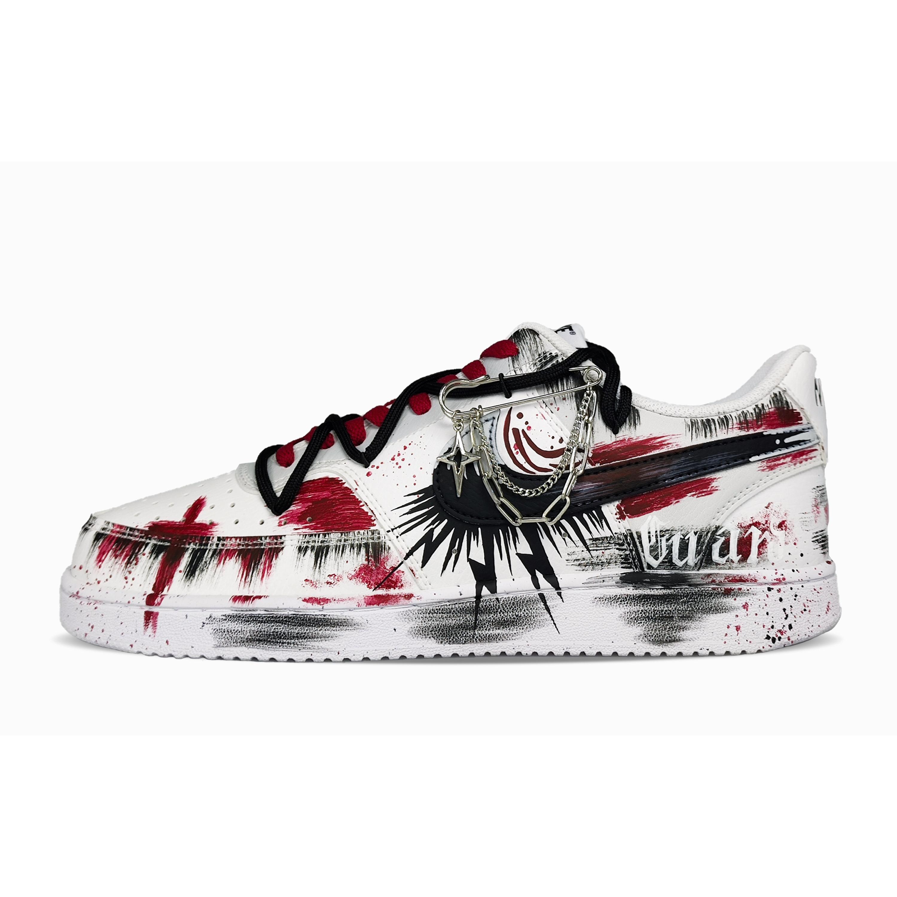 

Nike Court Vision 1 Thorn s Mark Abrasion Resistant Low top Skateboard Shoes Unisex Black Red DH2987-101(team1376-) 35.5