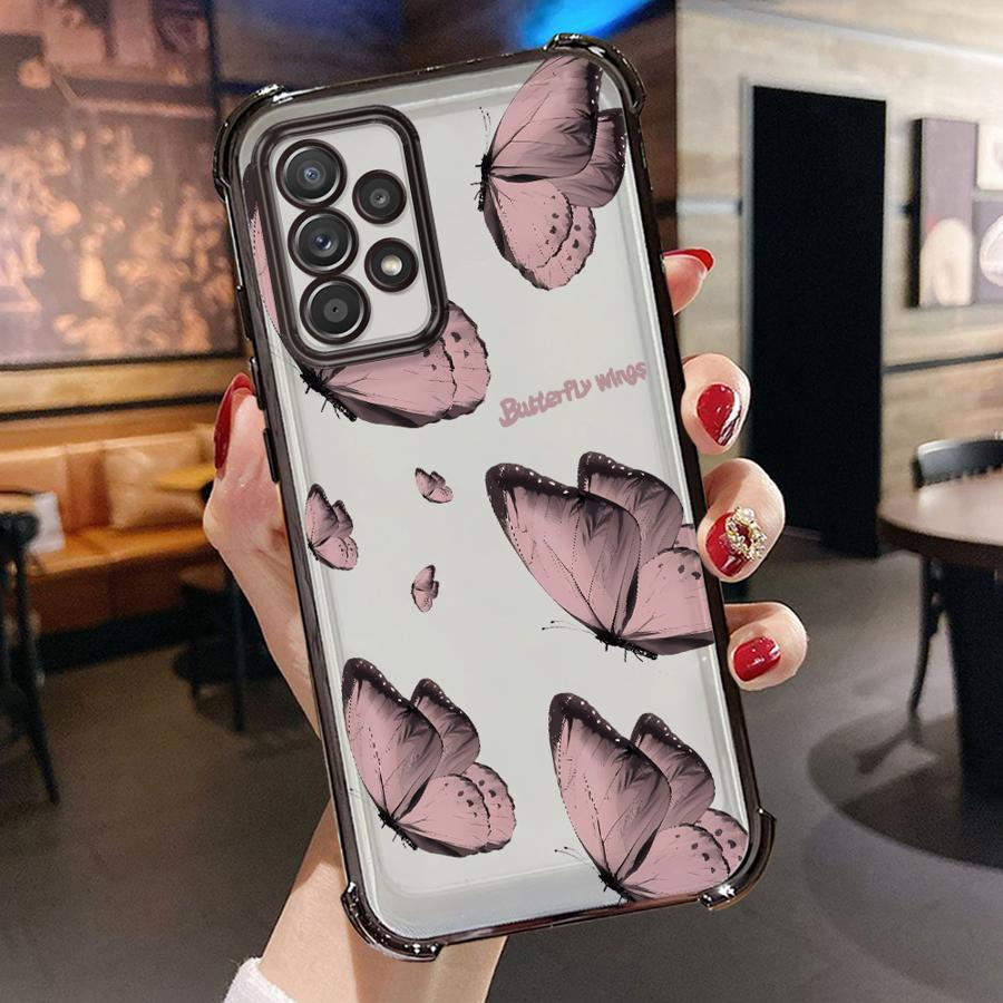 Red Blue Butterfly Phone Case for Samsung Galaxy A52 A17 A13 A35 A36 A26 A21s A33 A24 A25 A16 A15 Soft Cover