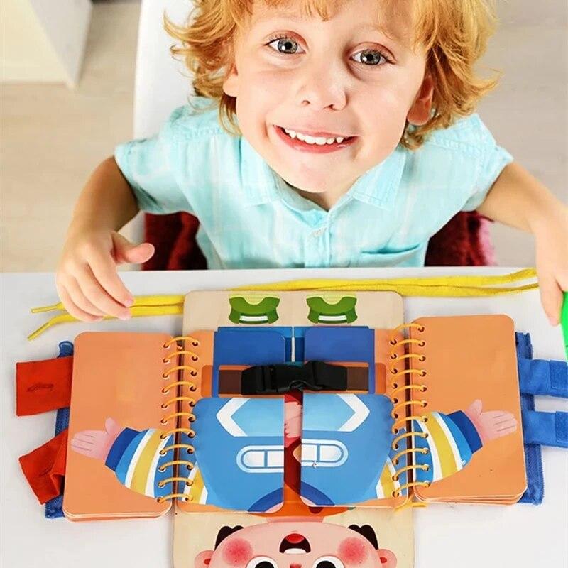 Zabawki Montessori Wczesna edukacja Dzieci Umiejętności życiowe Wiązanie sznurowadeł Suwak Klamry Drewniana wielowarstwowa Tablica Ćwiczeń Puzzle Prezent