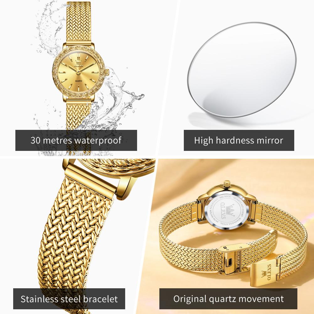 OLEVS Women's Watches Simple Fashion Original Watch Stainless Steel Mesh Strap Waterproof Luminous Watches For Women