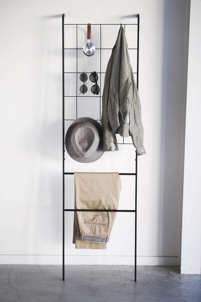 Yamazaki Jitsugyo Mesh Ladder Hanger Black W45 x D24 x H160cm Tower Ladder Rack Hanger Rack 4730 (Yamazaki) Stand-up Approx.