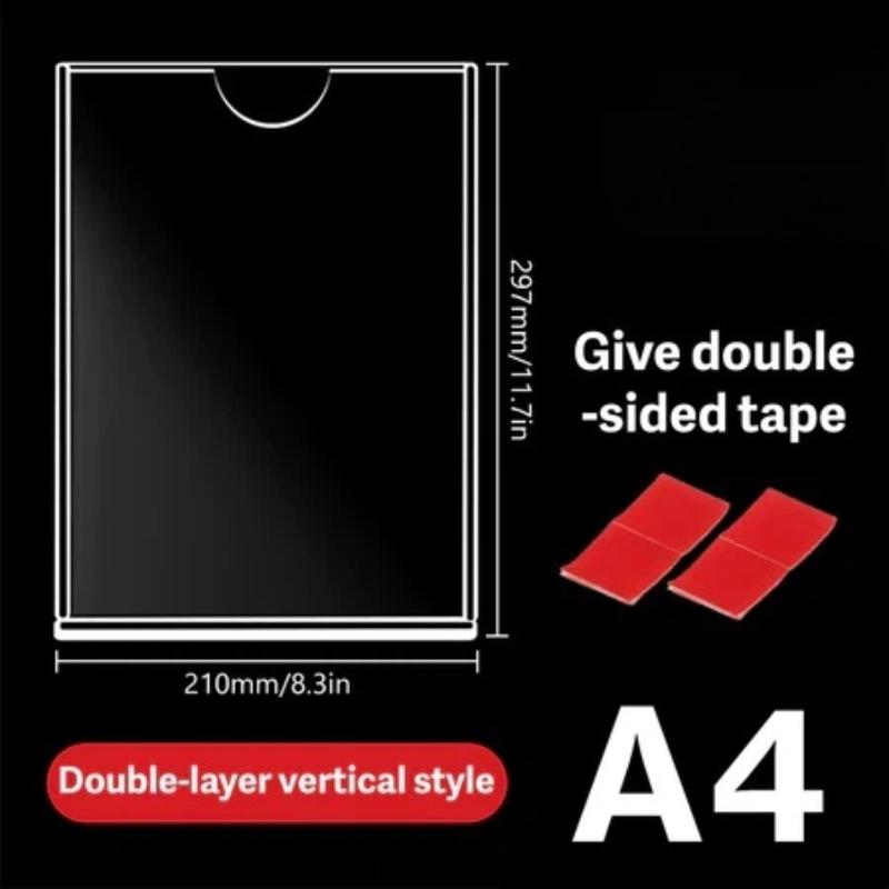 High Clarity Clear Acrylic Wall Frame A4 A5 Sign Holder for Certificate Photo License Document Shop Office Home Display