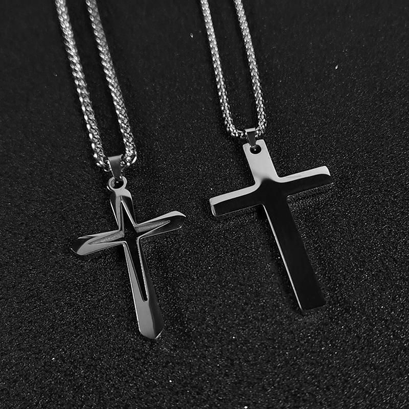 Personality Hollow Cross Pendant Necklace For Men Women Minimalist Punk Party Jewelry Gifts