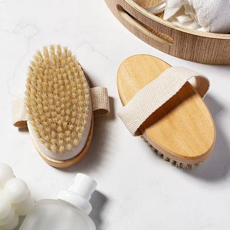 2 In 1 Dry Skin Body Brush Natural Bristle Dead Skin Remover Anti Cellulite Exfoliates Blood Circulation Health Massage Tools