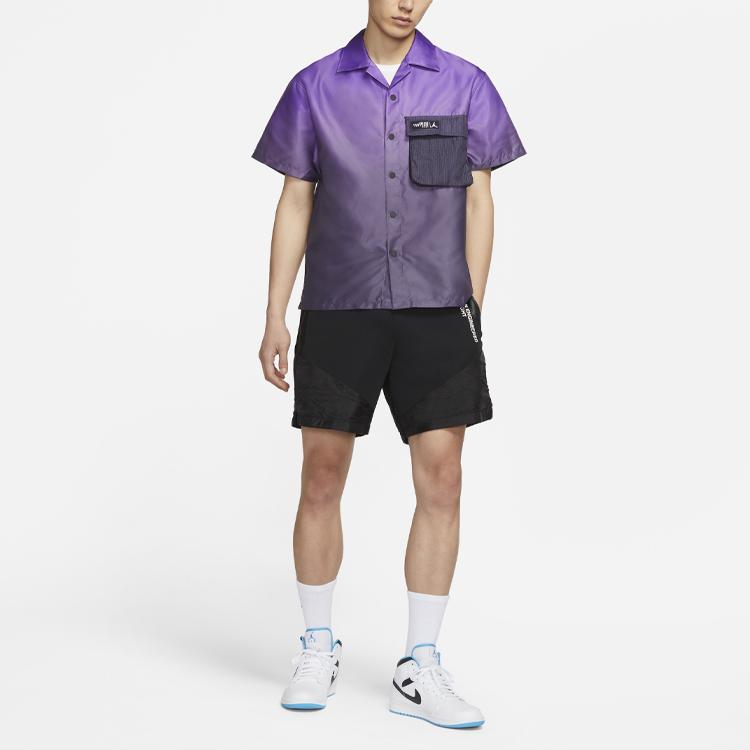 Jordan 23 Engineered Gradient Big Pocket Breathable Short Sleeve Shirt Men Tops Purple CZ4821-578