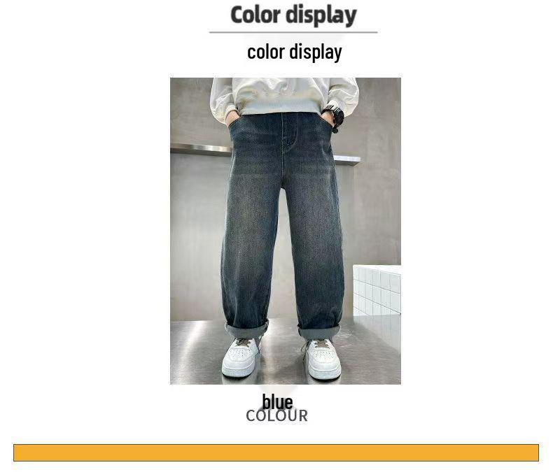 Boys' Stylish Jeans for Spring/Autumn - Trendy and Versatile Long Pants for Medium to Large Children