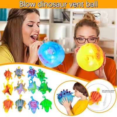 12Pcs Ball Oon Dinosaurs Kids Funny Blowing Inflatable Animals Dinosaur Stress
