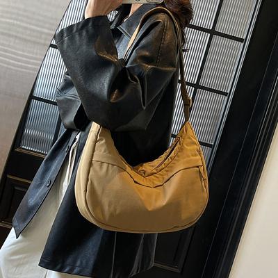 Borsa in Tessuto Semplice Pendolare Femminile Borsa a Tracolla Tessuto in Nylon Borsa a Fagottino Grande Capacità Impermeabile Borsa a Spalla