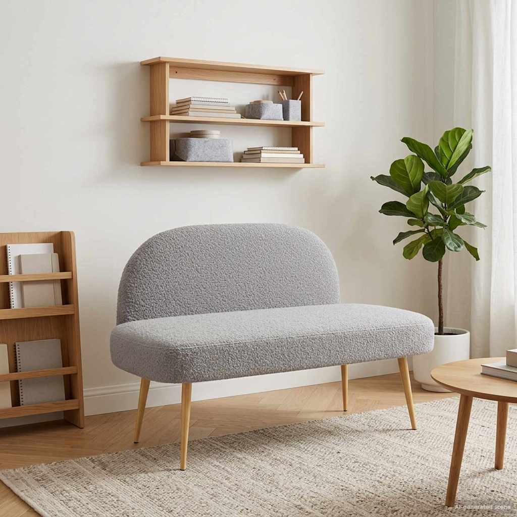 Upholstered Bench with Backrest Light Grey 110 X 60 X 76 Cm