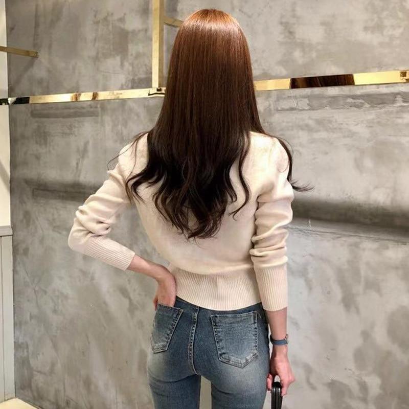 Fashion Women Cardigan Sweater Spring Knitted Long Sleeve Short Coat Casual Single Breasted Korean Slim Chic Ladies Top