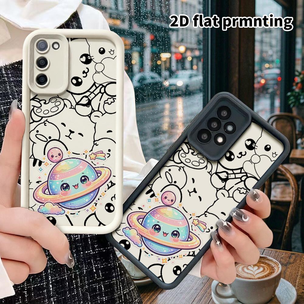 Phone Case: 2D flat, suitable for Samsung Galaxy A34 A35 M05 M06 S20 S22 S21 FE Plus 5G protective cases, cartoon rainbow planet, perfect Christmas an